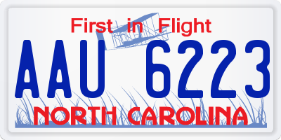 NC license plate AAU6223