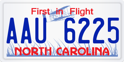 NC license plate AAU6225