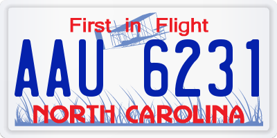 NC license plate AAU6231