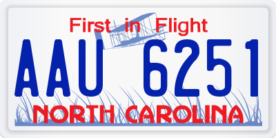 NC license plate AAU6251