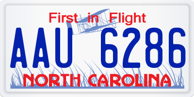 NC license plate AAU6286