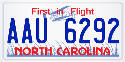 NC license plate AAU6292