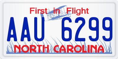 NC license plate AAU6299