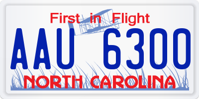 NC license plate AAU6300