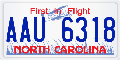 NC license plate AAU6318
