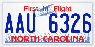NC license plate AAU6326