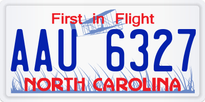 NC license plate AAU6327