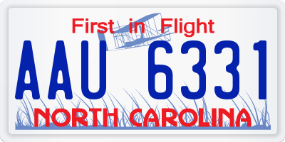 NC license plate AAU6331