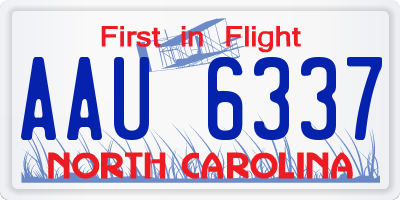 NC license plate AAU6337