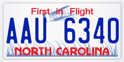 NC license plate AAU6340