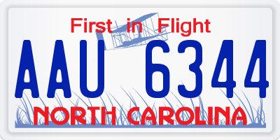 NC license plate AAU6344