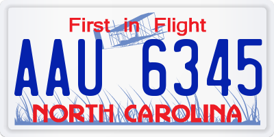 NC license plate AAU6345