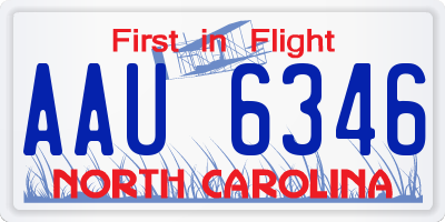 NC license plate AAU6346