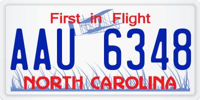 NC license plate AAU6348