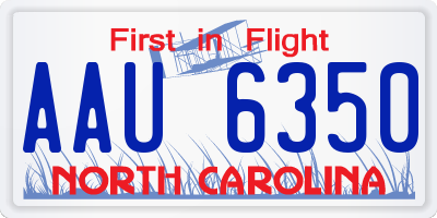 NC license plate AAU6350