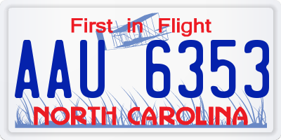 NC license plate AAU6353