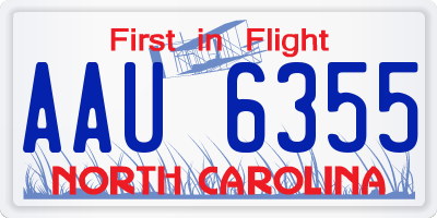 NC license plate AAU6355