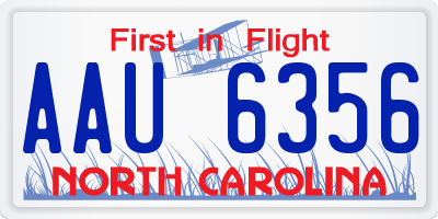 NC license plate AAU6356