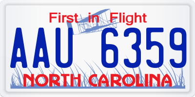 NC license plate AAU6359