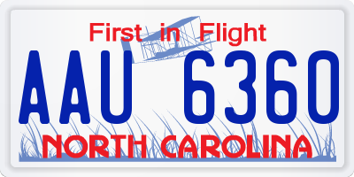 NC license plate AAU6360