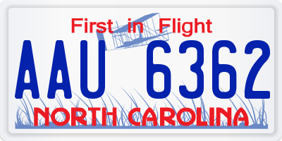 NC license plate AAU6362