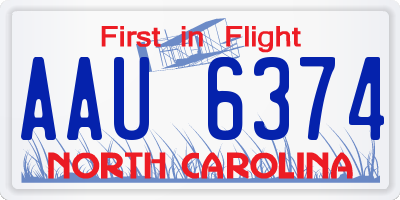 NC license plate AAU6374