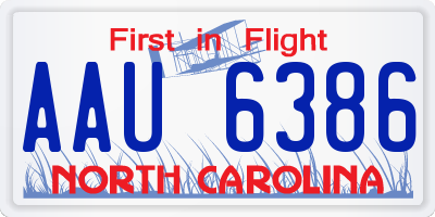 NC license plate AAU6386