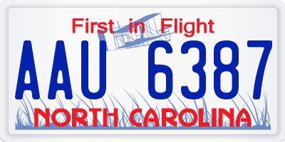 NC license plate AAU6387