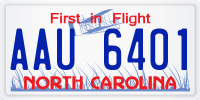 NC license plate AAU6401