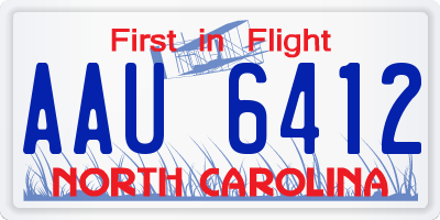 NC license plate AAU6412