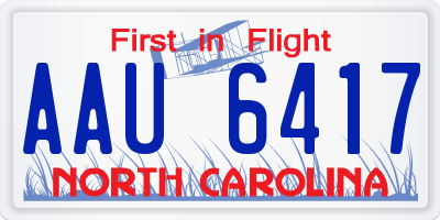 NC license plate AAU6417