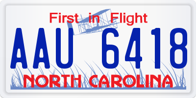 NC license plate AAU6418