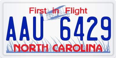 NC license plate AAU6429