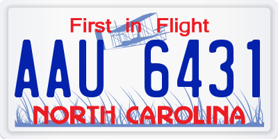 NC license plate AAU6431