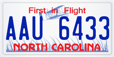 NC license plate AAU6433