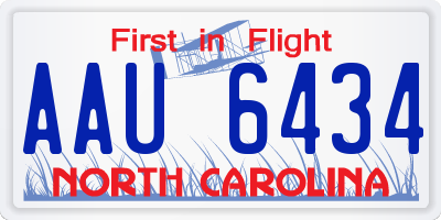 NC license plate AAU6434