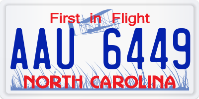 NC license plate AAU6449