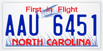 NC license plate AAU6451