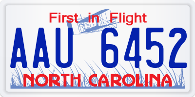 NC license plate AAU6452