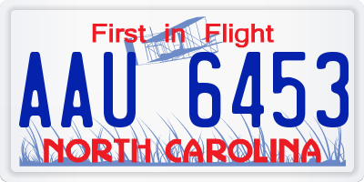 NC license plate AAU6453