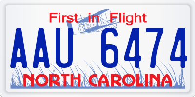 NC license plate AAU6474