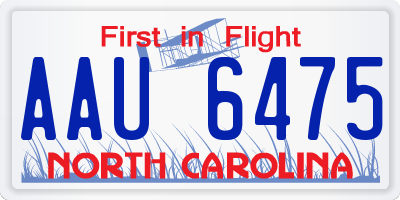 NC license plate AAU6475