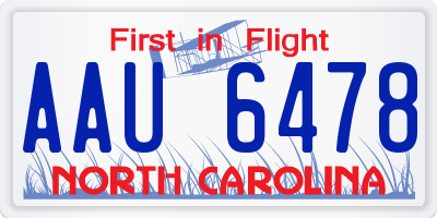 NC license plate AAU6478