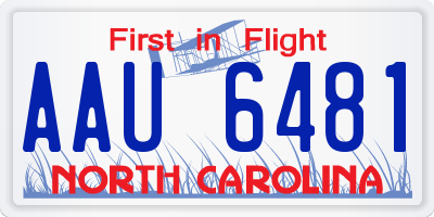 NC license plate AAU6481