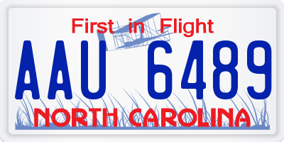 NC license plate AAU6489