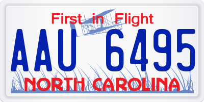 NC license plate AAU6495