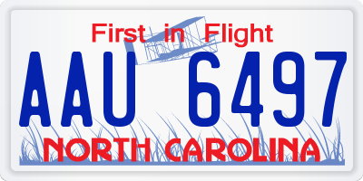 NC license plate AAU6497