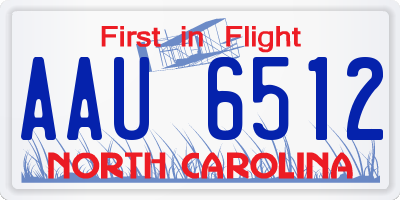 NC license plate AAU6512