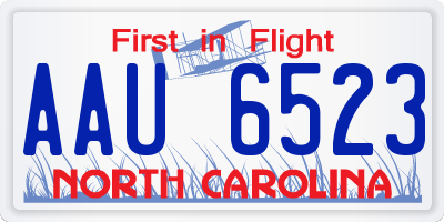 NC license plate AAU6523