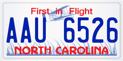 NC license plate AAU6526